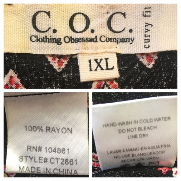 C.O.C Boho Style Curvy Fit Print Top SZ 1XL - Picture 8 of 8